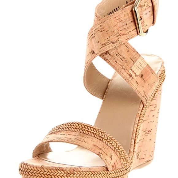 Stuart Weitzman Cork Wrap Around Wedge Sandals